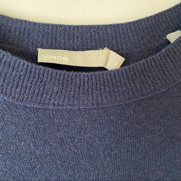 Vince women’s Cashmere Linen Boxy Crew neck knit sweater navy coastal blue - XS - Picture 5 of 13